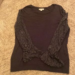 Lace sleeve sweater